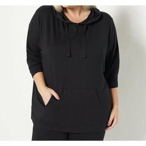 ALL WORTHY HUNTER MCGRADY NEW $61 Solid French Terry Hoodie‎ Solid Black XS